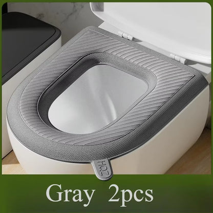 2Pcs High Foam Waterproof Toilet Seat Wash-Free Washable Toilet Seat Cover Toilet Seat in Winter Lovely Wind