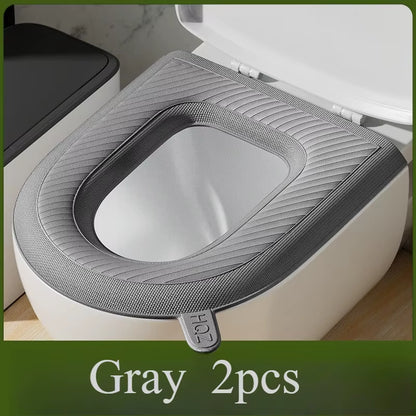 2Pcs High Foam Waterproof Toilet Seat Wash-Free Washable Toilet Seat Cover Toilet Seat in Winter Lovely Wind